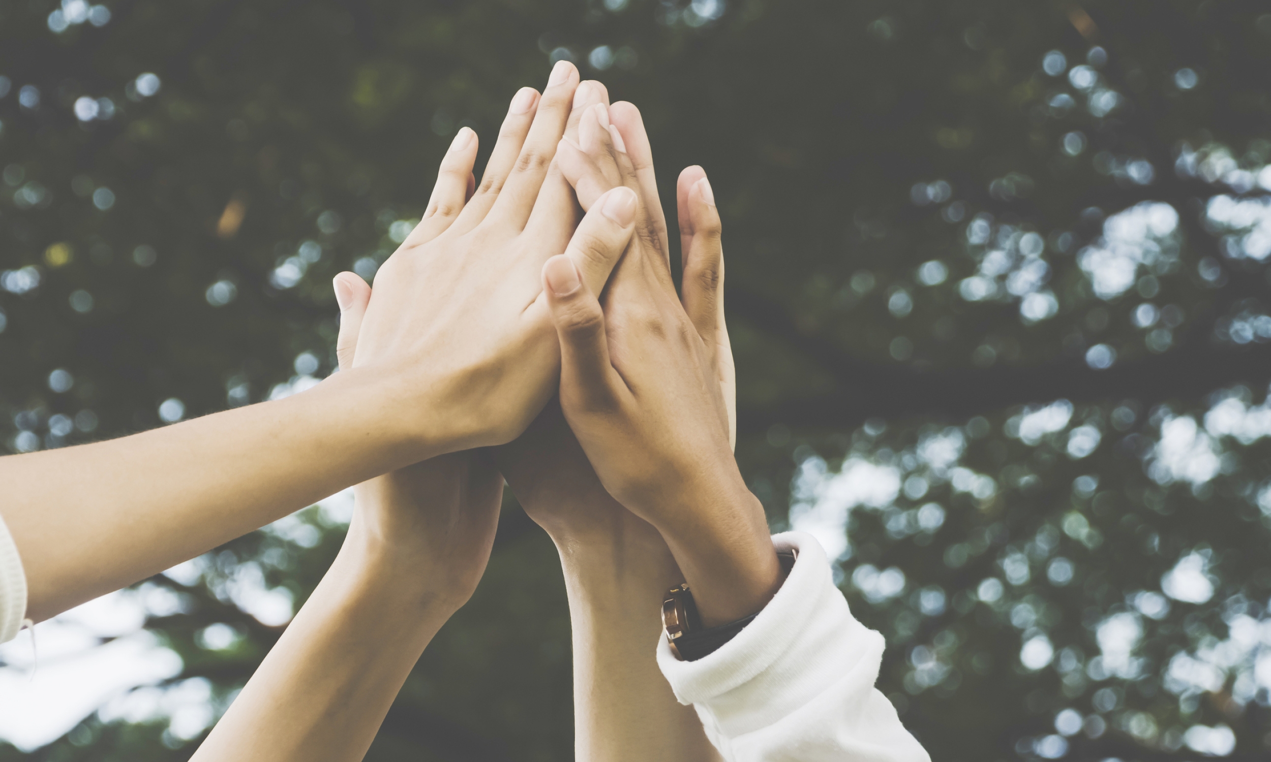 Team work and together concept, Hand of people high five for tag team